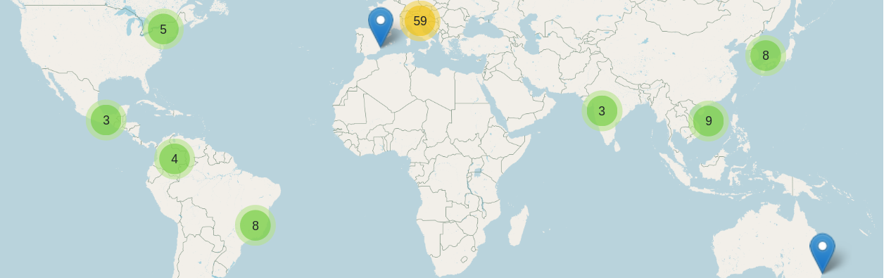 Carte des destinations